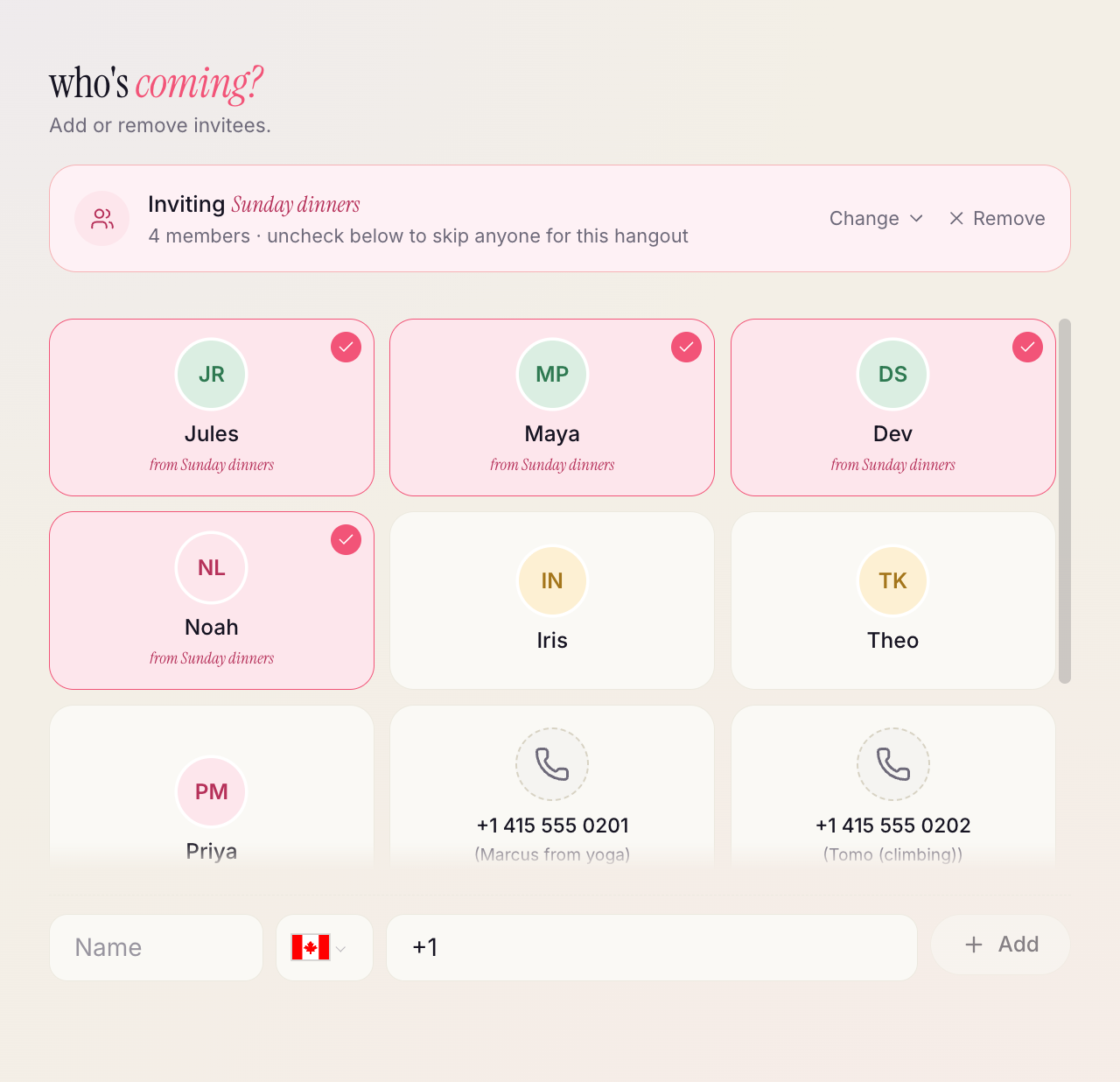Invite your people by phone or link